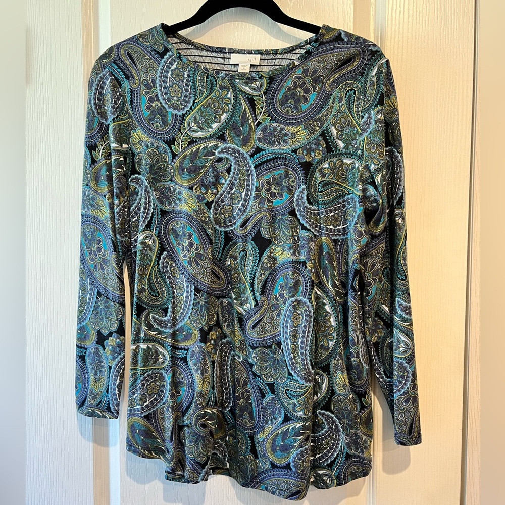J. Jill Relaxed Blue Green Long Sleeve Tunic